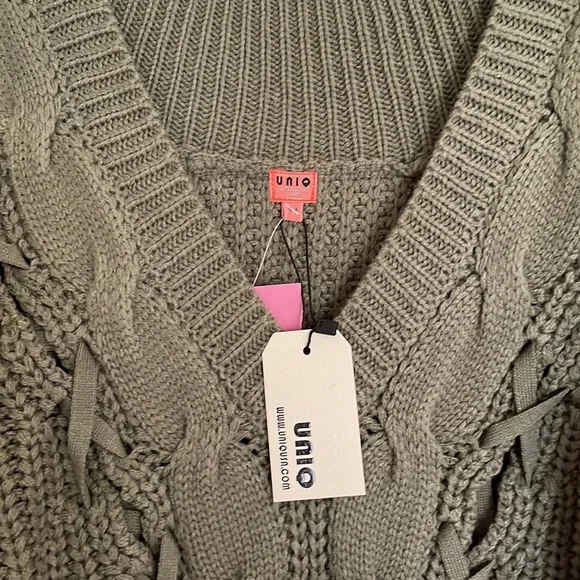 Olive Green V Neck Sweater. NWT - Picture 2 of 3